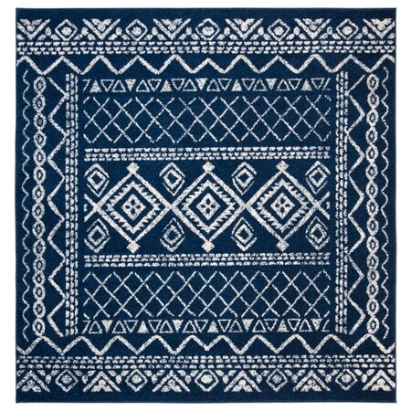 Safavieh 3 x 3 ft. Tulum Power Loomed Square Area Rug Navy & Ivory TUL268N-3SQ
